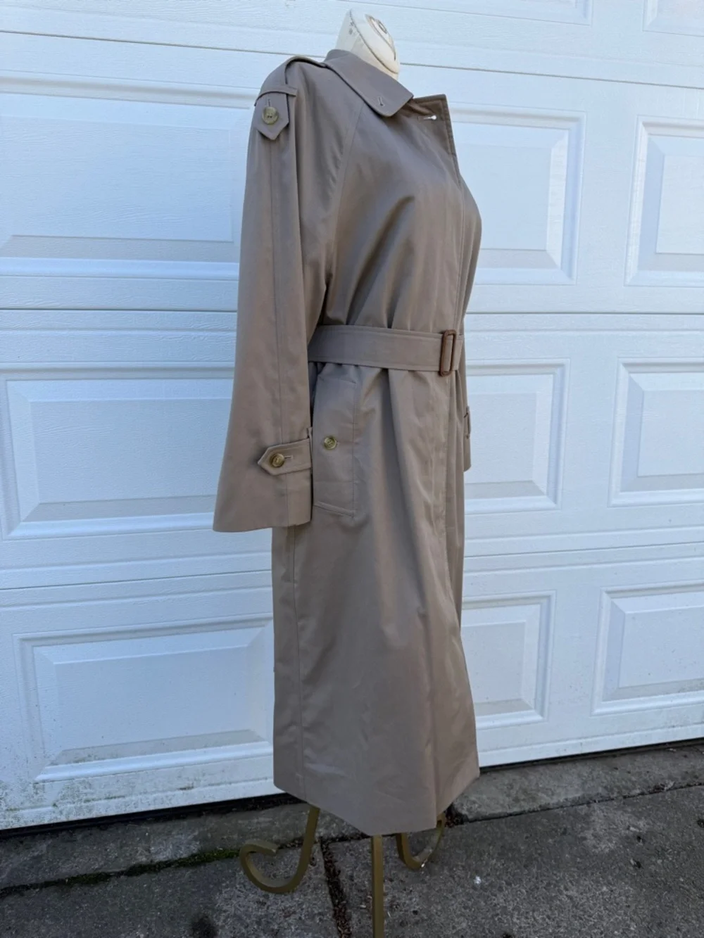 Vintage Burberrys Trench Coat Womens 10 Petite Beige Nova Check Lined Belted - Picture 5 of 14